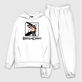 Мужской костюм хлопок OVERSIZE с принтом Огненный меч Черного Асты в Ухте,  |  | asta | black bulls | black clover | quartet knights | yuno | акума | аниме | аста | блэк кловер | буракку куро:ба | демон | королевство клевера | король магов | лихт | магна | манга | пятилистник | черный бык | чёрный клев