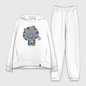 Женский костюм хлопок Oversize с принтом Котик с мышкой в Ухте,  |  | animal | cat | cute | kitty | meow | друг | животные | киска | китти | кот | котенок | котик | котэ | кошечка | кошка | милый | мур | мяу | питомец