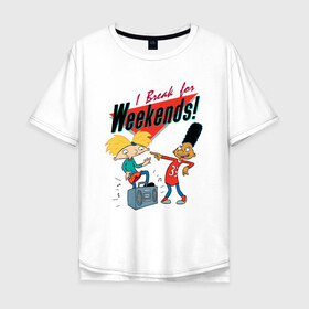Мужская футболка хлопок Oversize с принтом Hey Arnold Nickelodeon в Ухте, 100% хлопок | свободный крой, круглый ворот, “спинка” длиннее передней части | Тематика изображения на принте: arnie | arnold | burt | gerald | hey | johanssen | martin | nickelodeon | арни | арнольд | берт | джеральд | джохансен | мартин | мульт | мультфильм | никелодеон | эй
