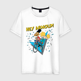 Мужская футболка хлопок с принтом Hey Arnold (Эй Арнольд) в Ухте, 100% хлопок | прямой крой, круглый вырез горловины, длина до линии бедер, слегка спущенное плечо. | Тематика изображения на принте: arnie | arnold | burt | gerald | hey | johanssen | martin | nickelodeon | арни | арнольд | берт | джеральд | джохансен | мартин | мульт | мультфильм | никелодеон | эй