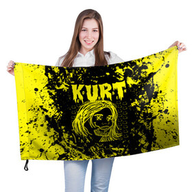 Флаг 3D с принтом Nirvana 9 в Ухте, 100% полиэстер | плотность ткани — 95 г/м2, размер — 67 х 109 см. Принт наносится с одной стороны | cobain | kurt | kurt cobain | music | nirvana | rock | кобейн | курт | курт кобейн | музыка | нирвана | рок | смайл | смайлик