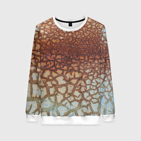 Женский свитшот 3D с принтом Пустынные Трещины в Ухте, 100% полиэстер с мягким внутренним слоем | круглый вырез горловины, мягкая резинка на манжетах и поясе, свободная посадка по фигуре | линии | лучшее | полосы | природа | пустыня | топ | тренды | трещины