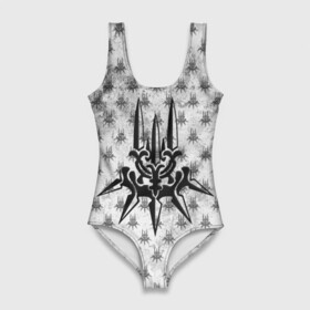 Купальник-боди 3D с принтом Nier Automata | Герб (+спина) (Z) в Ухте, 82% полиэстер, 18% эластан | Круглая горловина, круглый вырез на спине | automata | bayonetta | drakengard | nier | nier automata | rpg | yorha | yorha 2b | компьютерная игра | ниэр | рпг