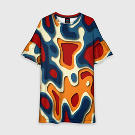 Детское платье 3D с принтом Пятна краски в Ухте, 100% полиэстер | прямой силуэт, чуть расширенный к низу. Круглая горловина, на рукавах — воланы | color | иллюстрация | краски | пятно | цветные пятна