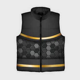 Женский жилет утепленный 3D с принтом 3D ТЕМНАЯ БРОНЯ С ЗОЛОТОМ в Ухте,  |  | luxury | versace | абстракция | броня | золото | паттерн | плитки | текстуры | узоры
