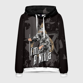 Мужская толстовка 3D с принтом Я - ниндзя в Ухте, 100% полиэстер | двухслойный капюшон со шнурком для регулировки, мягкие манжеты на рукавах и по низу толстовки, спереди карман-кенгуру с мягким внутренним слоем. | Тематика изображения на принте: ninja | боевое искусство | воин | ниндзюцу | ниндзя | синоби но моно | япония