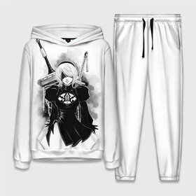 Женский костюм 3D (с толстовкой) с принтом 2B | Nier Automata в Ухте,  |  | 2a | 2б | ahegao | anime | automata | b2 | cyber | emil | girl | girls | glitch | hikka | neon | nier | senpai | waifu | yorha | а2 | аниме | ахегао | вайфу | глитч | глич | девушка | кибер | манга | неон | семпай | сенпай | тян | тяночка | 