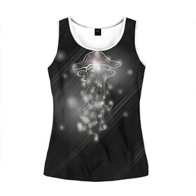 Женская майка 3D Медуза на черном: в Ухте, 100% полиэстер | круглая горловина, прямой силуэт, длина до линии бедра | jellyfish | medusa | жители | медуза | медузы | морские | океан