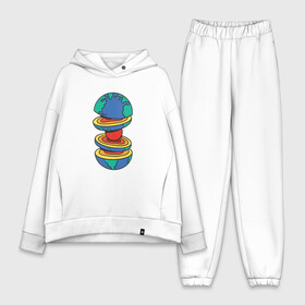 Женский костюм хлопок Oversize с принтом Земля в разрезе | Cut Earth в Ухте,  |  | art | core | earth core | fruit | galaxy | globus | planet | slice | space | stars | арт | география | глобус | звёзды | земля фрукт | земная кора | земное ядро | иллюстрация | континенты | космический принт | планета земля