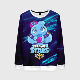 Женский свитшот 3D с принтом SQUEAK BRAWL STARS СКВИК в Ухте, 100% полиэстер с мягким внутренним слоем | круглый вырез горловины, мягкая резинка на манжетах и поясе, свободная посадка по фигуре | belle | brawl stars | kids | squeak | белль | бравл старс | бравлеры | детские игры | детям | логотипы игр | мифический боец | морской бравлер | персонажи игр | сквик | скуик