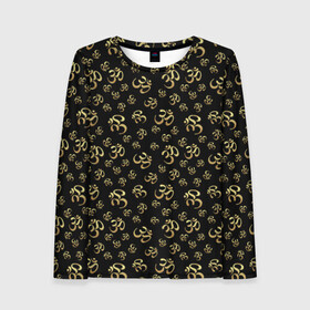 Женский лонгслив 3D с принтом Мантра АУМ (ОМ) в Ухте, 100% полиэстер | длинные рукава, круглый вырез горловины, полуприлегающий силуэт | аум | будда | буддист | веган | герметизм | индиго | инь янь | йога | каббала | лотос | магия | мантра | медитация | мистик | нирвана | ом | посвящённый | просветление | санскрит | суфизм | тайна