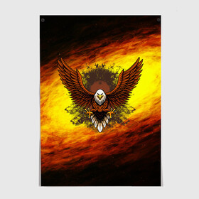 Постер Полет: в Ухте, 100% бумага
 | бумага, плотность 150 мг. Матовая, но за счет высокого коэффициента гладкости имеет небольшой блеск и дает на свету блики, но в отличии от глянцевой бумаги не покрыта лаком | арт | вселенная | графика | космос | орел | птицы