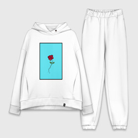 Женский костюм хлопок Oversize с принтом Одинокая роза в Ухте,  |  | rose | колючая проволока | колючки | роза | шипы