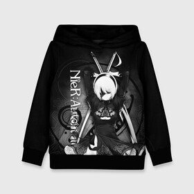 Детская толстовка 3D с принтом Nier Automata 2B в Ухте, 100% полиэстер | двухслойный капюшон со шнурком для регулировки, мягкие манжеты на рукавах и по низу толстовки, спереди карман-кенгуру с мягким внутренним слоем | Тематика изображения на принте: 2b | 9s | a2 | emil | nier | nier automata | nier: automata | yorha | игры | нир | эмиль