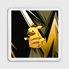 Магнит 55*55 с принтом Пикачу детектив в Ухте, Пластик | Размер: 65*65 мм; Размер печати: 55*55 мм | anime | picachu | pikachu | аниме | милый | пика | пикачу | покебол | покемон