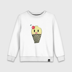 Детский свитшот хлопок с принтом  Мороженое Ice-cream в Ухте, 100% хлопок | круглый вырез горловины, эластичные манжеты, пояс и воротник | вишня | мороженное | стаканчик | стоит | удивленное