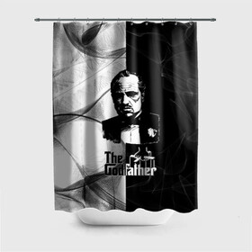 Штора 3D для ванной с принтом Крёстный отец (The Godfather) в Ухте, 100% полиэстер | плотность материала — 100 г/м2. Стандартный размер — 146 см х 180 см. По верхнему краю — пластиковые люверсы для креплений. В комплекте 10 пластиковых колец | black and white | the godfather | the godfather drawing | the godfather movie | the godfather print | крестный отец | принт крестный отец | рисунок крестный отец | фильм крестный отец | черный и белый
