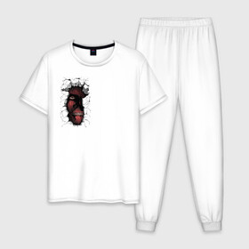 Мужская пижама хлопок с принтом Атака титанов Стена сина в Ухте, 100% хлопок | брюки и футболка прямого кроя, без карманов, на брюках мягкая резинка на поясе и по низу штанин
 | attack on titan | eren | levi | mikasa | атака титанов | колосальный титан | леви | микаса | титаны | эрен