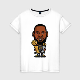 Женская футболка хлопок с принтом Lebron Champion в Ухте, 100% хлопок | прямой крой, круглый вырез горловины, длина до линии бедер, слегка спущенное плечо | basketball | bryant | game | james | kobe | lakers | lebron | los angeles | nba | sport | streetball | баскетбол | баскетболист | брайант | джеймс | игра | игрок | коби | леброн | лейкерс | лос анджелес | мяч | нба | спорт | стритбол