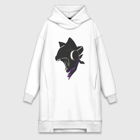 Платье-худи хлопок с принтом Evil Cat в Ухте,  |  | иллюстрация | котенок | котик | музыка | наушники