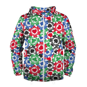 Мужская ветровка 3D с принтом Покер в Ухте, 100% полиэстер | подол и капюшон оформлены резинкой с фиксаторами, два кармана без застежек по бокам, один потайной карман на груди | 777 | cards | casino | chips | flash | fortune | game | joker | luck | omaha | poker | roulette | straight | texas holdem | tournament | азарт | джокер | игра | казино | карты | омаха | покер | рулетка | стрит | техасский холдэм | турнир | удача | фишки |