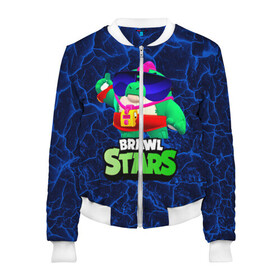 Женский бомбер 3D с принтом Базз Buzz Brawl Stars в Ухте, 100% полиэстер | застегивается на молнию, по бокам два кармана без застежек, мягкие манжеты, по низу бомбера и на воротнике — эластичная резинка | brawl | brawl stars | brawlstars | brawl_stars | buz | buzz | баз | базз | бравл | бравлстарс | буз