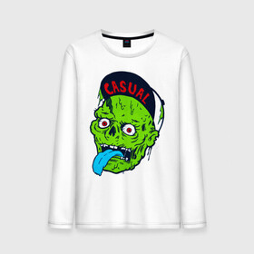 Мужской лонгслив хлопок с принтом Zombie casual в Ухте, 100% хлопок |  | bmx | зомби | скейтер | урбан