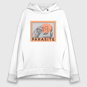 Женское худи Oversize хлопок с принтом Parasite в Ухте, френч-терри — 70% хлопок, 30% полиэстер. Мягкий теплый начес внутри —100% хлопок | боковые карманы, эластичные манжеты и нижняя кромка, капюшон на магнитной кнопке | bong joon ho | korea | parasite | актер | драма | канны | кино | комедия | корея | оскар | паразиты | пон чжун хо | режиссер | семья | триллер