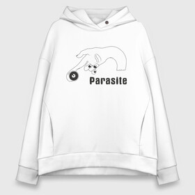 Женское худи Oversize хлопок с принтом Паразитики в Ухте, френч-терри — 70% хлопок, 30% полиэстер. Мягкий теплый начес внутри —100% хлопок | боковые карманы, эластичные манжеты и нижняя кромка, капюшон на магнитной кнопке | bong joon ho | cinema | korea | movie | parasite | актер | драма | канны | кино | комедия | корея | оскар | паразиты | пон чжун хо | режиссер | семья | триллер