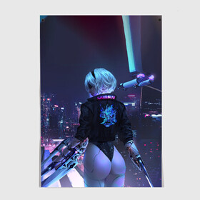 Постер Nier X Cyberpunk: в Ухте, 100% бумага
 | бумага, плотность 150 мг. Матовая, но за счет высокого коэффициента гладкости имеет небольшой блеск и дает на свету блики, но в отличии от глянцевой бумаги не покрыта лаком | automata | cyberpunk | game | nier | robots | yorha | андроид | аниме | воин | девушка | игра | киберпанк | неон | нир | робот | самурай | экшн