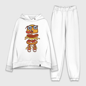 Женский костюм хлопок Oversize с принтом Kid Burger в Ухте,  |  | cheeseburger | бургер | вредная еда | гамбургер | иллюстрация