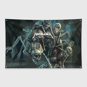 Флаг-баннер с принтом Metallica Metal Skull в Ухте, 100% полиэстер | размер 67 х 109 см, плотность ткани — 95 г/м2; по краям флага есть четыре люверса для крепления | american | james hetfield | kirk hammett | metal band | metallica | music | mystic | rock | американская | джеймс хетфилд | металлика | музыка | рок | скилет | череп