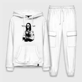 Мужской костюм хлопок с толстовкой с принтом Mona Lisa Skull в Ухте,  |  | mona lisa skull | девушка | искусство | картина | мона лиза | монстр | скелет | череп