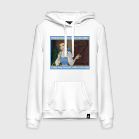 Женская толстовка хлопок с принтом Walks to the fridge в Ухте, френч-терри, мягкий теплый начес внутри (100% хлопок) | карман-кенгуру, эластичные манжеты и нижняя кромка, капюшон с подкладом и шнурком | beauty and the beast | belle | disney | vdkarsvet | белль | дисней | красавица и чудовище | мем | мемы