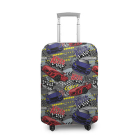 Чехол для чемодана 3D с принтом Гоночная машина в Ухте, 86% полиэфир, 14% спандекс | двустороннее нанесение принта, прорези для ручек и колес | авто | автолюбитель | автомобили | гонки | гоночная | машина | старт | финиш