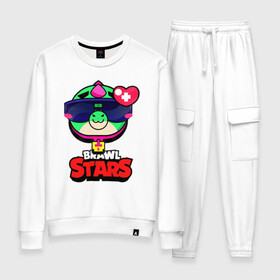 Женский костюм хлопок с принтом Плохиш Базз Buzz Brawl Stars в Ухте, 100% хлопок | на свитшоте круглая горловина, мягкая резинка по низу. Брюки заужены к низу, на них два вида карманов: два 
