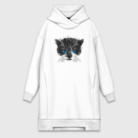 Платье-худи хлопок с принтом Котенок в Ухте,  |  | cat | kitten | кот | котенок | котик | кошачьи | кошка