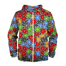 Мужская ветровка 3D с принтом Фишки для Покера в Ухте, 100% полиэстер | подол и капюшон оформлены резинкой с фиксаторами, два кармана без застежек по бокам, один потайной карман на груди | 777 | cards | casino | chips | flash | fortune | game | joker | luck | omaha | poker | roulette | straight | texas holdem | tournament | азарт | джокер | игра | казино | карты | омаха | покер | рулетка | стрит | техасский холдэм | турнир | удача | фишки |