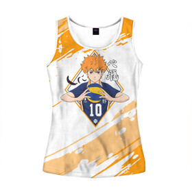 Женская майка 3D с принтом Шоё Хината Haikyuu!! в Ухте, 100% полиэстер | круглая горловина, прямой силуэт, длина до линии бедра | 10 номер | haikyu | haikyuu | hinata shoyo | karasuno | аниме | волейбол | волейбольный клуб | карасуно | коротышка | красный | мальчик мяч | манга | рыжик | старшая школа | хаикую | чиби чан | шоё хината