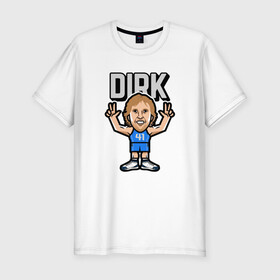 Мужская футболка хлопок Slim с принтом Дирк Новицки в Ухте, 92% хлопок, 8% лайкра | приталенный силуэт, круглый вырез ворота, длина до линии бедра, короткий рукав | basketball | dallas | dirk | game | mavericks | nba | nowitzki | sport | streetball | баскетбол | баскетболист | даллас | дирк | игра | игрок | маверикс | мяч | нба | новицки | спорт | стритбол | тренер