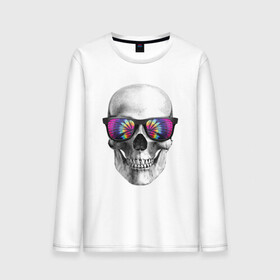 Мужской лонгслив хлопок с принтом На стиле в Ухте, 100% хлопок |  | art | skull | иллюзия | иллюстрация | крутой | отражение