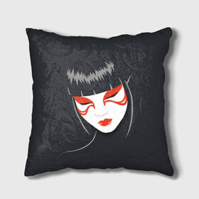 Подушка 3D с принтом Японка в Ухте, наволочка – 100% полиэстер, наполнитель – холлофайбер (легкий наполнитель, не вызывает аллергию). | состоит из подушки и наволочки. Наволочка на молнии, легко снимается для стирки | девушка | лицо | портрет | философия | япония | японка