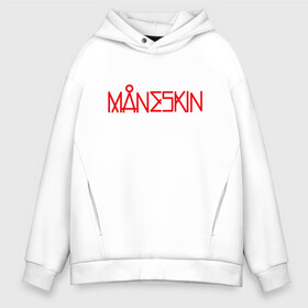 Мужское худи Oversize хлопок с принтом Maneskin, Новый логотип в Ухте, френч-терри — 70% хлопок, 30% полиэстер. Мягкий теплый начес внутри —100% хлопок | боковые карманы, эластичные манжеты и нижняя кромка, капюшон на магнитной кнопке | eurovision | maneskin | евровидение | логотип | манескин | новый логотип | рок