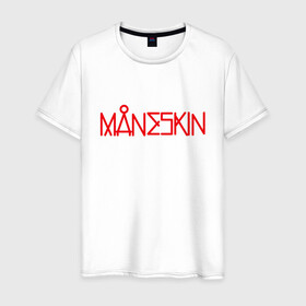 Мужская футболка хлопок с принтом Maneskin, Новый логотип в Ухте, 100% хлопок | прямой крой, круглый вырез горловины, длина до линии бедер, слегка спущенное плечо. | eurovision | maneskin | евровидение | логотип | манескин | новый логотип | рок