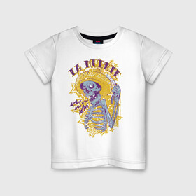 Детская футболка хлопок с принтом La Muerte в Ухте, 100% хлопок | круглый вырез горловины, полуприлегающий силуэт, длина до линии бедер | scull | иллюстрация | молнии | надпись | скелет