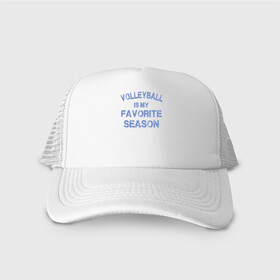 Кепка тракер с сеткой с принтом Favorite Season в Ухте, трикотажное полотно; задняя часть — сетка | длинный козырек, универсальный размер, пластиковая застежка | ball | beach | game | sport | volley | volleyball | волейбол | волейболист | волейболистка | гол | игра | игрок | мяч | площадка | пляж | пляжный | победа | сетка | спорт | тренер | чемпион