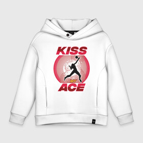 Детское худи Oversize хлопок с принтом Kiss Ace в Ухте, френч-терри — 70% хлопок, 30% полиэстер. Мягкий теплый начес внутри —100% хлопок | боковые карманы, эластичные манжеты и нижняя кромка, капюшон на магнитной кнопке | ball | beach | game | sport | volley | volleyball | волейбол | волейболист | волейболистка | гол | игра | игрок | мяч | площадка | пляж | пляжный | победа | сетка | спорт | тренер | чемпион
