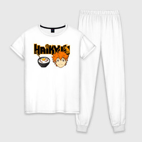 Женская пижама хлопок с принтом Шоё Хината | Haikyuu!! в Ухте, 100% хлопок | брюки и футболка прямого кроя, без карманов, на брюках мягкая резинка на поясе и по низу штанин | 10 номер | haikyu | haikyuu | hinata shoyo | karasuno | аниме | волейбол | волейбольный клуб | карасуно | коротышка | красный | мальчик мяч | манга | рыжик | старшая школа | хаикую | чиби чан | шоё хината