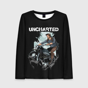 Женский лонгслив 3D Дерзкий Нейтан: в Ухте, 100% полиэстер | длинные рукава, круглый вырез горловины, полуприлегающий силуэт | game | games | uncharted | анчартед | дрейк | игра | игры | мото | мотоциклы | натан | нейтан