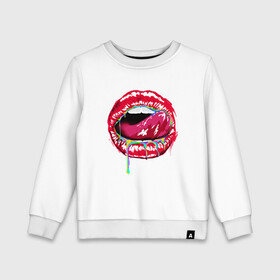 Детский свитшот хлопок с принтом Липс в Ухте, 100% хлопок | круглый вырез горловины, эластичные манжеты, пояс и воротник | covid 19 | вирус | защита | индийский | ковид | маска | росси